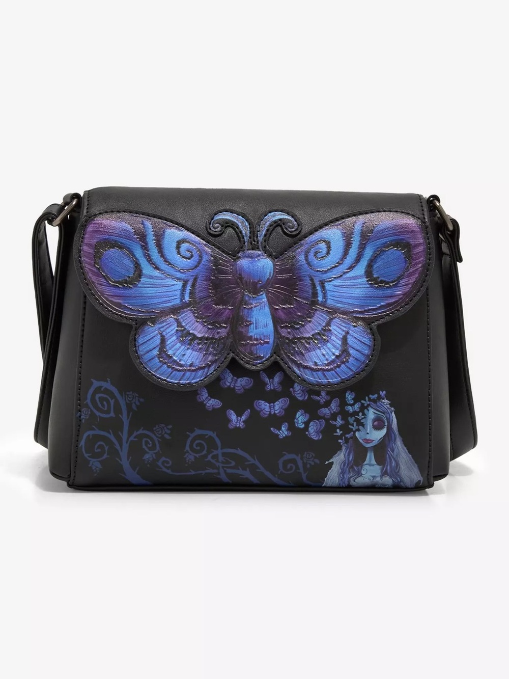 Corpse Bride Bag with Blue Butterfly Applique